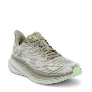 HOKA Clifton 9 women’s size 8.5 med. running shoe. Color: Olive Haze LIKE NEW!